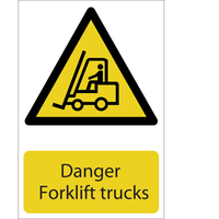 Draper Danger Forklift Trucks Sign 200mm 300mm Standard