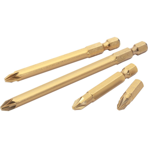 Draper Expert PZ2 x 50mm Titanium Nitride Coated Pozi Screwdriver Bit Pack of 5