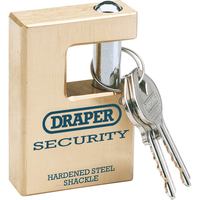 Draper Expert Solid Brass Padlock Closed Shackle 63mm Standard