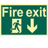 Draper Fire Exit Arrow Down Sign 200mm 300mm Photoluminescent