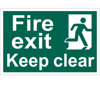 Draper Fire Exit Keep Clear Sign 200mm 300mm Standard