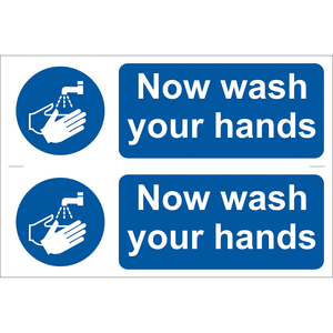 Draper Now Wash Your Hands Sign Pack of 2 300mm 100mm Standard