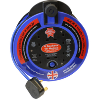 Faithfull 4 Socket Fast Rewind Cable Extension Reel 240v 10m