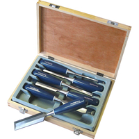 Faithfull 6 Piece Blue Bevel Edge Chisel + Wooden Box