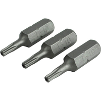 Faithfull S2 Security Torx Screwdriver Bits T10 25mm Pack of 3