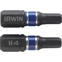 Irwin H4 x 25mm Hexagon Impact Screwdriver Bit 25mm Pack of 2