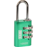 Kasp Aluminium Combination Coloured Padlock 20mm Green Standard