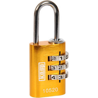 Kasp Aluminium Combination Coloured Padlock 20mm Yellow Standard