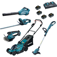 Makita 18v LXT Cordless Complete Garden Set 4 x 5ah Li-ion Twin Battery Charger