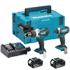 Makita DLX2145 18v Cordless LXT Combi Drill & Impact Driver Kit 2 x 4ah Li-ion Charger Case