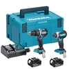 Makita DLX2180 18v Cordless LXT Brushless Combi Drill & Impact Driver Kit 2 x 3ah Li-ion Charger Case