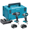 Makita DLX2180 18v Cordless LXT Brushless Combi Drill & Impact Driver Kit 2 x 4ah Li-ion Charger Case