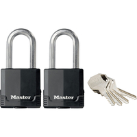 Masterlock 54mm Excell Weather Tough Padlock Pack of 2 Keyed Alike with 51mm Long Shackle