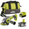 Ryobi R18AG7 ONE+ 18v Cordless Brushless Angle Grinder 125mm 1 x 4ah Li-ion Charger Bag