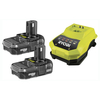 Ryobi RBC18LL13 18v Cordless Li-ion Slim Batteries 1.3ah Pack of 2 with Super Charger for ONE+ Compatible Tools