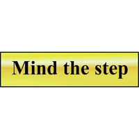 Scan Brass Effect Mind The Step Sign 200mm 50mm Standard