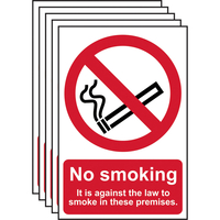 Scan No Smoking It Is Against The Law To Smoke On These Premises Sign 200mm 300mm Standard