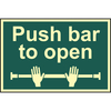 Scan Push Bar To Open Sign 300mm 200mm Photoluminescent