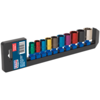 Sealey 10 Piece 3/8" Drive Coloured Hexagon WallDrive Socket Set Metric 3/8"