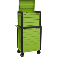 Sealey 11 Drawer Push To Open Roller Cabinet and Chest Combo Green