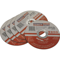 Sealey 115mm x 1.2mm x 22mm Bore Angle Grinder Cutting Disc for Metal Pack of 5