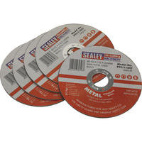 Sealey 115mm x 1.6mm x 22mm Bore Angle Grinder Cutting Disc for Metal Pack of 5