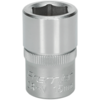 Sealey 1/2" Drive Hexagon WallDrive Socket Metric 1/2" 15mm