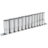 Sealey 12 Piece 3/8" Drive Deep Bi Hexagon WallDrive Socket Set Metric 3/8"