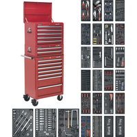 Sealey 14 Drawer Roller Cabinet,  Middle & Top Chest & 1179 Piece Tool Kit Red