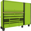 Sealey 15 Drawer Wooden Worktop Trolley,  Hutch and Locker Combo Green