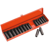 Sealey 17 Piece 1/2" Drive Deep Hexagon Impact Socket Set Metric and Imperial 1/2"