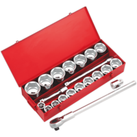 Sealey 22 Piece 1" Drive Hexagon Wall Socket Set Metric 1"