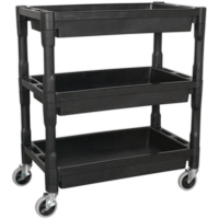 Sealey 3 Shelf Heavy Duty Composite Trolley Black