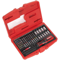 Sealey 50 Piece Fine Tooth Ratchet Screwdriver Bit and Socket Set 1/4"