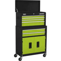 Sealey 6 Drawer Top Chest and Tool Roller Cabinet Combination Black / Green