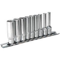 Sealey 9 Piece 1/4" Drive Deep Hexagon WallDrive Socket Set Imperial 1/4"