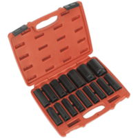Sealey AK5816M 16 Piece 1/2" Drive Deep Hexagon WallDrive Impact Socket Set Metric 1/2"