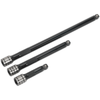 Sealey AK7691 3/8 Drive 3 Piece Wobble Rigid Extension Bar Adaptor and Universal Joint Set 3/8"