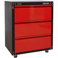 Sealey American Pro Modular 3 Drawer Cabinet and Worktop Black / Red