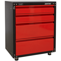 Sealey American Pro Modular 4 Drawer Cabinet and Worktop Black / Red