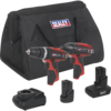 Sealey CP1200 12v Cordless 2 Piece Power Tool Kit 1 x 1.5ah & 1 x 3ah Li-ion Charger Bag