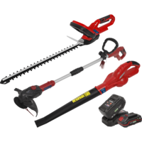 Sealey CP20V 20v Cordless 3 Piece Garden Power Tool Kit 1 x 2ah & 1 x 4ah Li-ion Charger