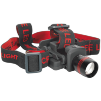 Sealey CREE LED 100 Optical Zoom Head Torch Black / Red