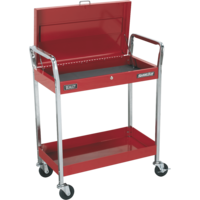 Sealey Heavy Duty 2 Shelf Trolley with Lockable Top Red