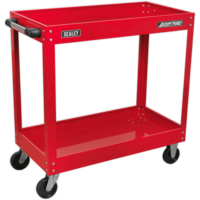 Sealey Heavy Duty 2 Shelf Trolley with Lockable Top Red