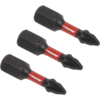 Sealey Impact Power Tool Pozi Screwdriver Bits PZ1 25mm Pack of 3