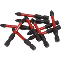 Sealey Impact Power Tool Pozi Screwdriver Bits PZ2 50mm Pack of 10