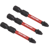 Sealey Impact Power Tool Pozi Screwdriver Bits PZ2 50mm Pack of 3