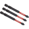 Sealey Impact Power Tool Pozi Screwdriver Bits PZ2 75mm Pack of 3