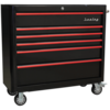 Sealey Premier Retro Style 6 Drawer Wide Roller Cabinet Black / Red